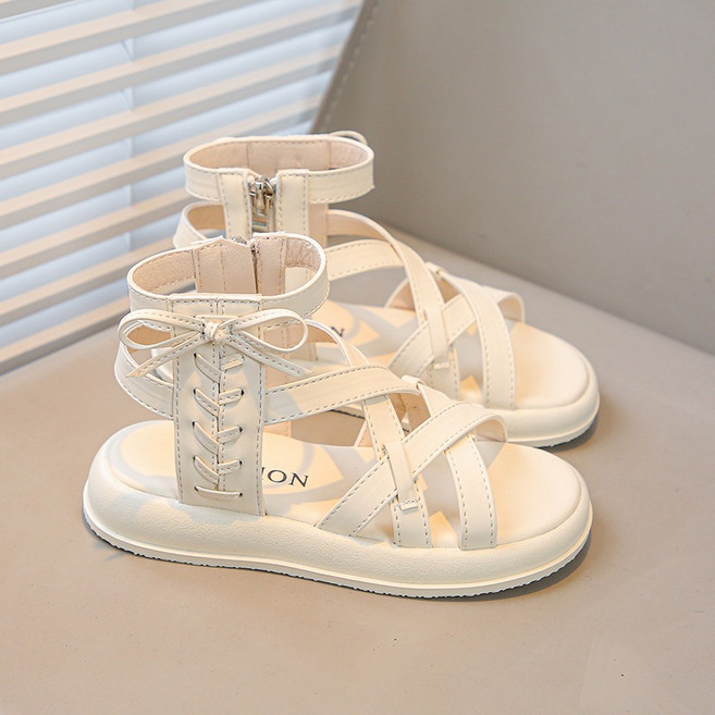 Annie 女童編織蝴蝶結羅馬涼鞋，公主鞋，兒童涼鞋