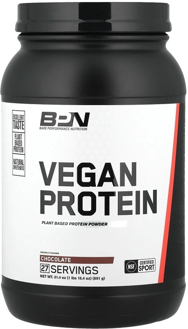 BPN Vegan Protein Powder Chocolate 1 lbs 15.4 oz (891 g), 889 g, 1개, 891g - 쿠팡