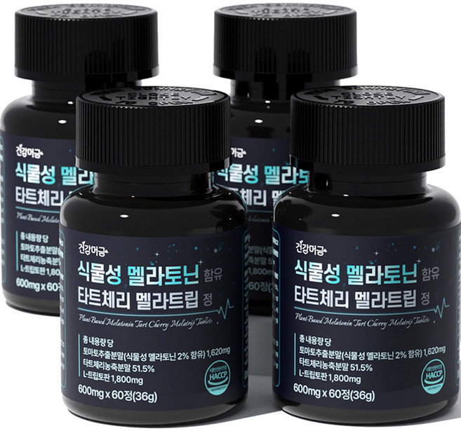 건강머금 식물성 멜라토닌 함유 타트체리 멜라트립, 4개, 60정