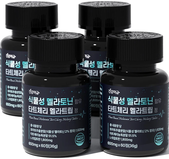 건강머금 식물성 멜라토닌 함유 타트체리 멜라트립, 4개, 60정 - 쿠팡