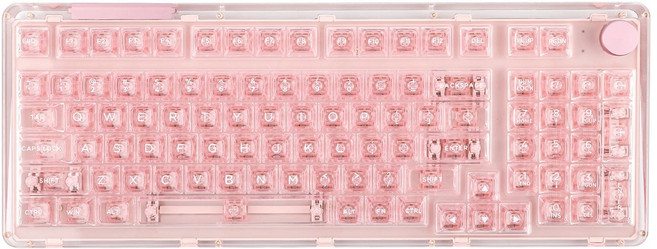 KiiBOOM 키붐 팬텀 98 게이밍키보드 기계식 Phantom98 투명, 모든, A. 핑크 투명 핑크 로즈 스위치