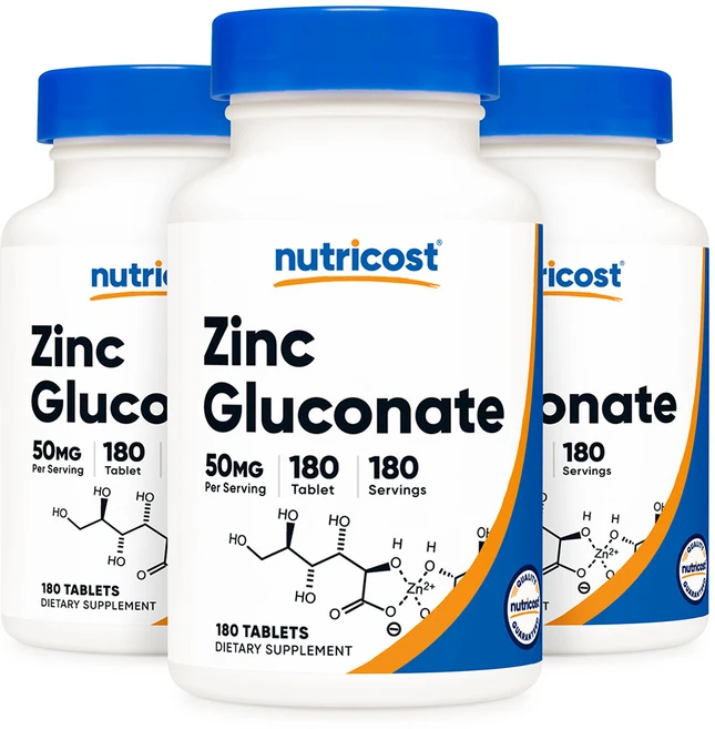 뉴트리코스트 징크 아연 글루코네이트 50mg 180타블렛 3병, 3개, 180정 - 쿠팡