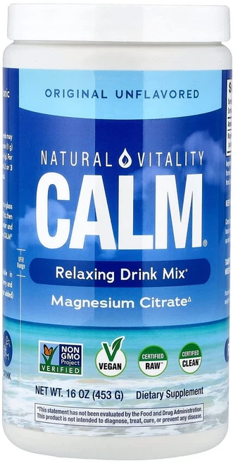 네츄럴바이탈리티 CALM 마그네슘 보충제 드링크 믹스 오리지널 무맛 453g (16oz) - 쿠팡