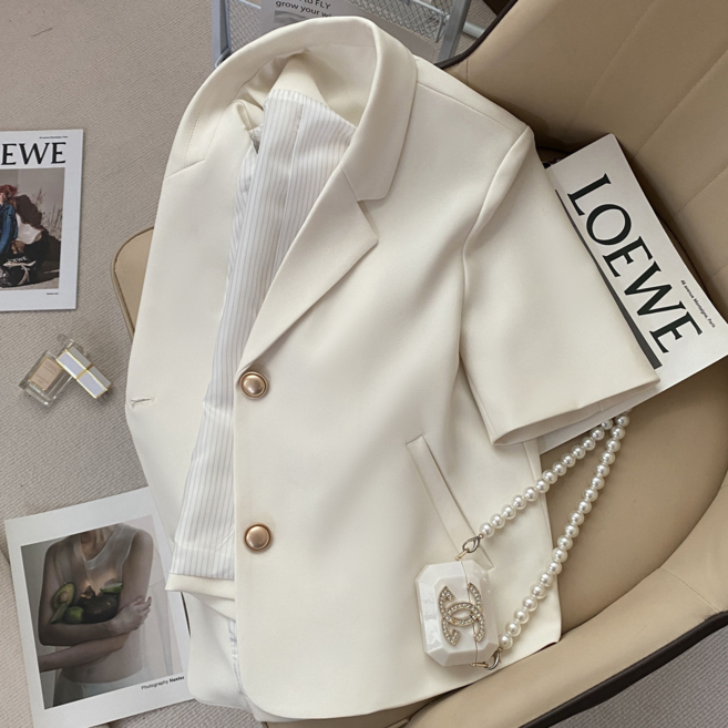 모몰라티 여성 여름 반팔 정장 코트 포켓 정장 상의