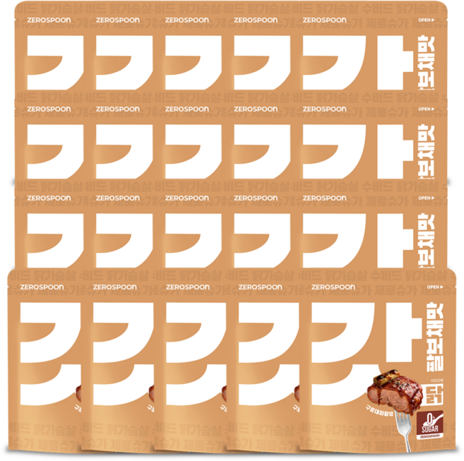 갓닭 무설탕 수비드 그릴드 닭가슴살 깐풍기맛, 20개, 100g