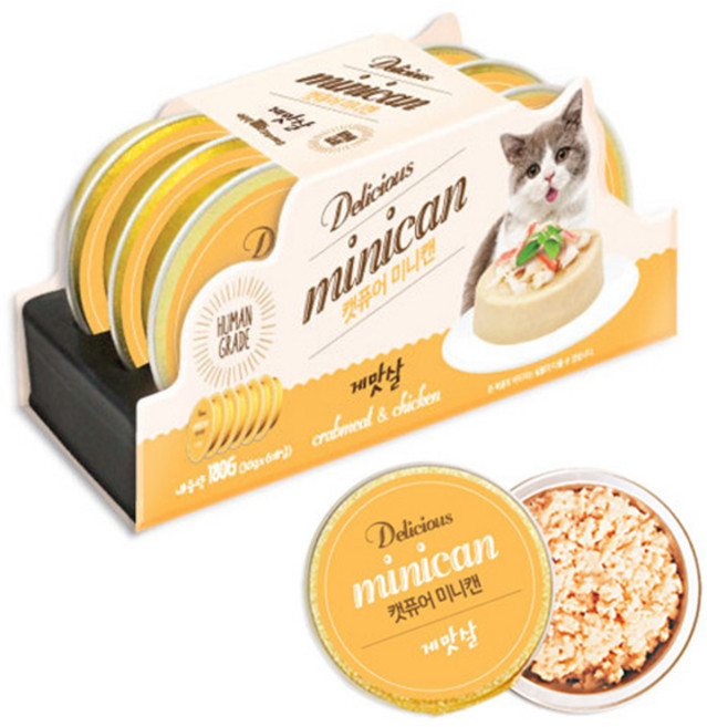 캣퓨어 미니캔 고양이 습식캔 미니캔 냥이간식 (감사이벤트 6+2), 1개, 180g, 게맛살