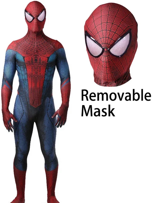 어메이징 스파이더맨 코스프레 코스튬 TASM 1 드류 가필드 3D 프린트 스판덱스 슈퍼 히어로 할로윈 코스튬, 05 120-Kids, 03 White Lens