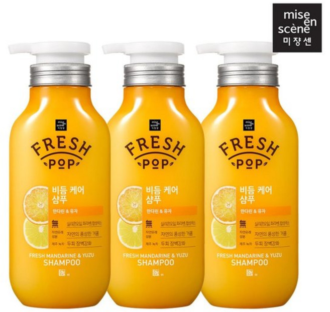 미쟝센 () 프레시팝 비듬케어(만다린&유자) 샴푸 500ml *3입
