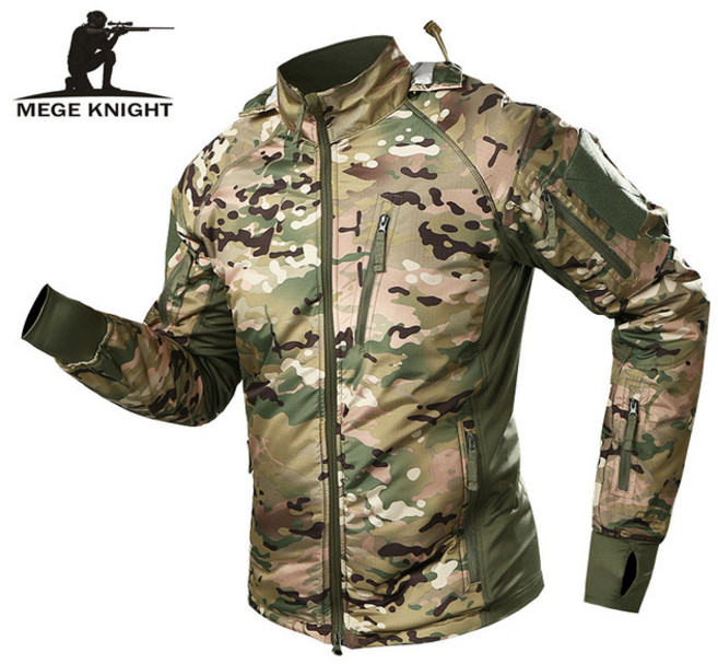 MEGE 남자 방수 군사 전술 재킷 따뜻한 윈드 브레이커 폭격기 위장 후드 코트 미 육군 chaqueta hombre