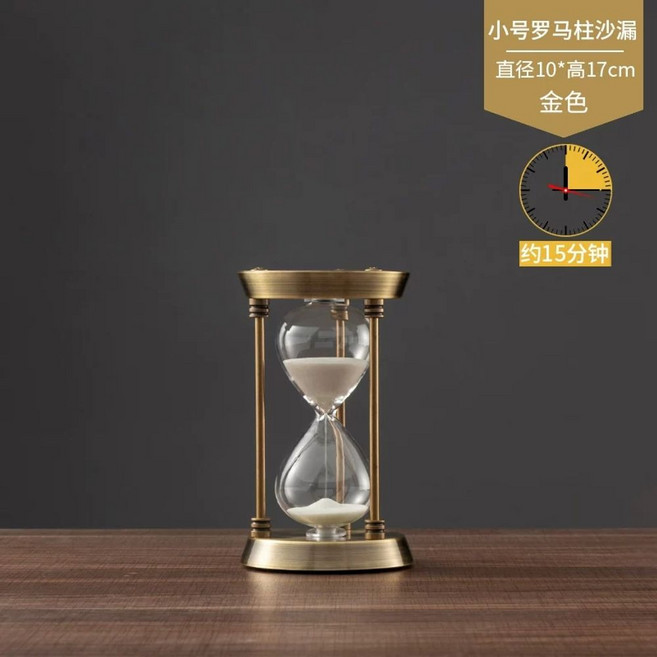 모래시계 5분 엔틱 인테리어 황금빛 소품 3열 모형 2cm 백사장 5분, O. 로마 기둥 모래시계 고대 청동 금 5분 높이 7c