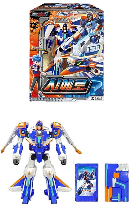 6살 역할놀이 전투기변신 메탈카드봇 시에로 7살 8살, 1개, 메탈카드봇-시에로(파랑)