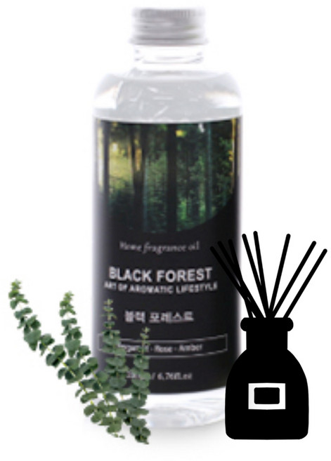 아로마코 [AROMA&CO] 리드 디퓨저 리필 200ml, 1개, 블랙포레스트