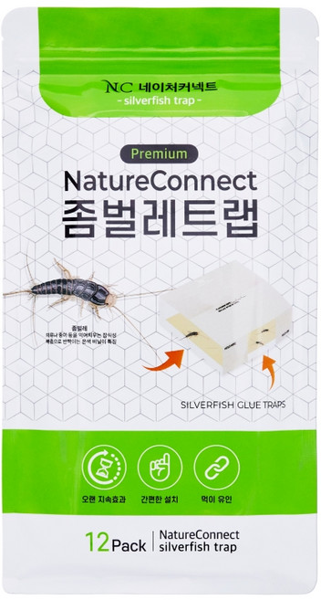 네이처커넥트 좀벌레 트랩 12개입 퇴치법 퇴치제 실버피쉬 방충제 제거 박멸 약 끈끈이 유인, 네이처커넥트 좀벌레 트랩 12개입 퇴치법 퇴치제 실버피