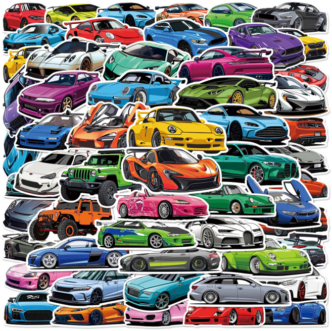 자동차 스티커 세트 모음, 1세트, 52장 자동차B 스티커, 자동차B 52장