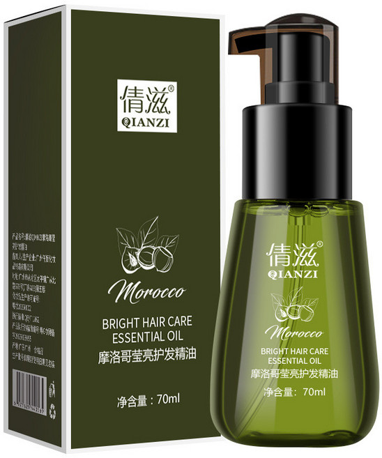 QIANZI 摩洛哥亮髮護髮精油 柔順秀髮, 1個, 70ml