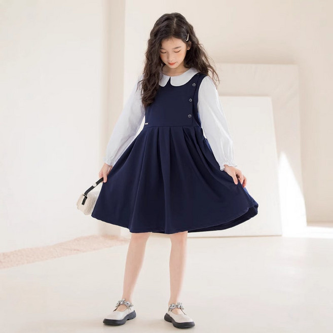 마이슈마켓 초등 여아 네이비원피스 주니어 고학년 콩쿨 정장 결혼식 하객원피스 봄 가을