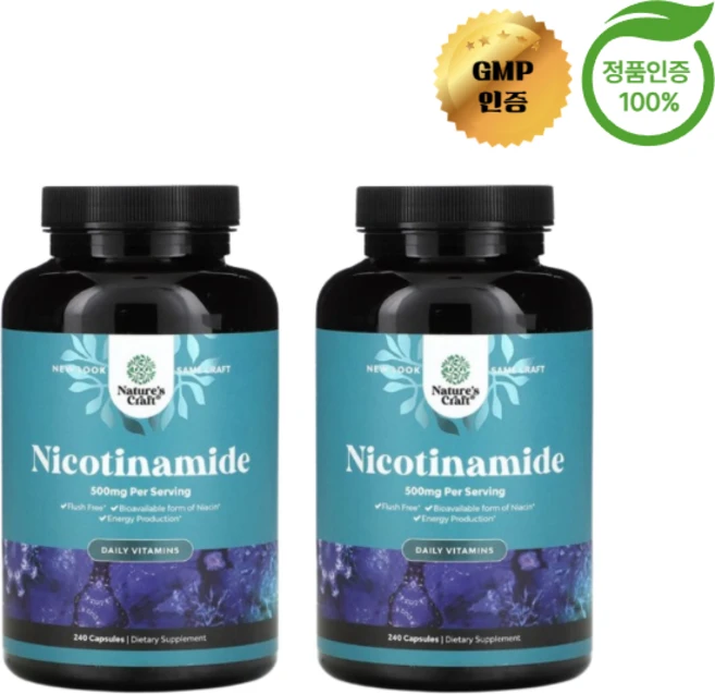 1+1 네이처스 크래프트 나이아신아마이드 500mg 캡슐 240정, 2개 - 쿠팡