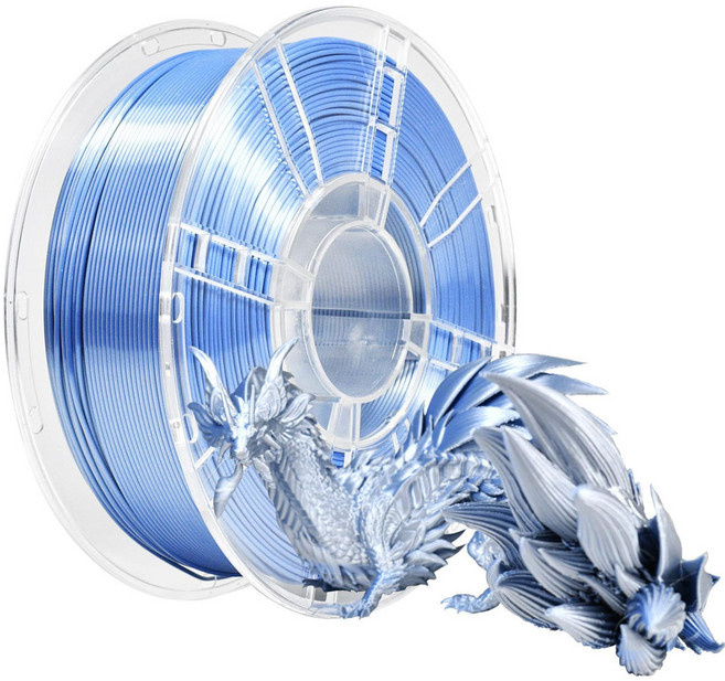 MMC LAB PLA 투컬러 실크 3D 프린터 필라멘트 보는 각도 따라 변하는 고품질 메탈릭 예술 작품, 블루실버, LAB 투컬러 실크