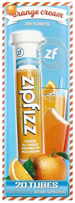 Zipfizz 헬시스포츠 에너지 믹스 비타민B12 함유 오렌지 크림 튜브 20개입 11g 0.39oz, 1개, 20정 - 쿠팡