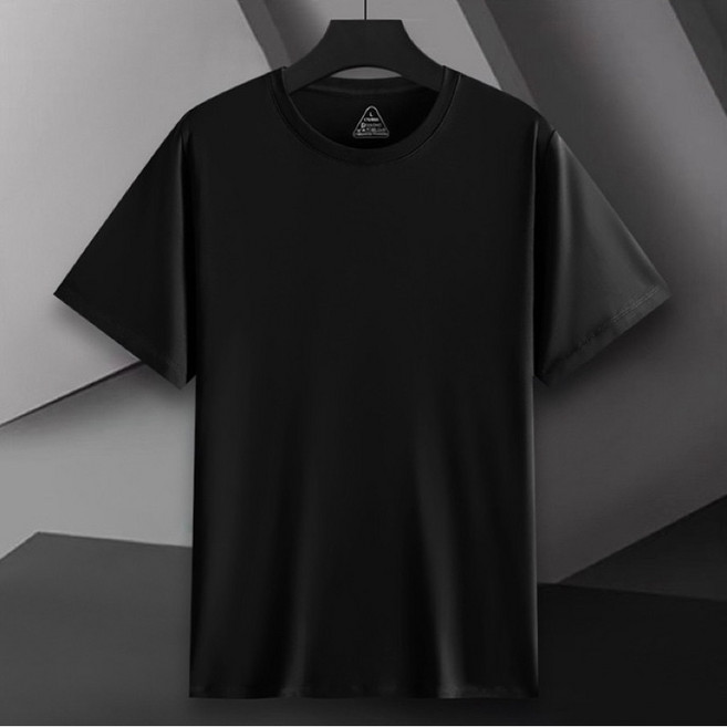 阿堯的店 冰瓷萊卡棉T恤 涼感透氣短袖上衣, 黑色,7XL