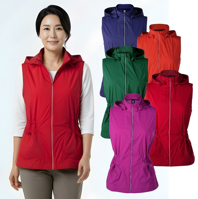 프릭스 봄 여성 엣지 스판 모자 조끼 중년 엄마옷 미시옷 등산복 마담복 일복 4050