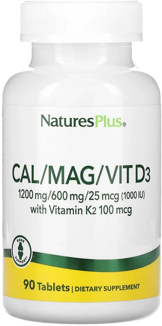 NaturesPlus 비타민K2 함유 칼슘/마그네슘/비타민D3 90정, NaturesPlus비타민K2함유칼슘마그네슘비타민D39, 1개
