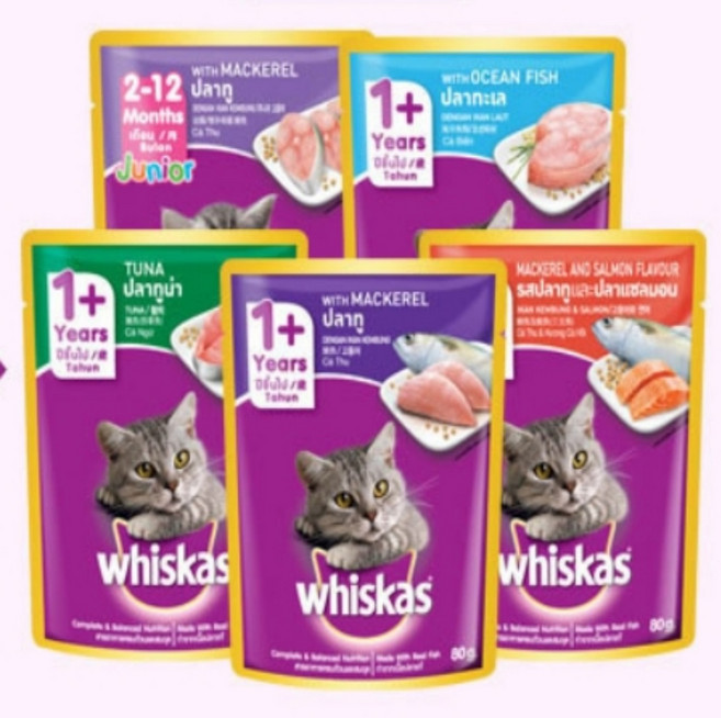 [BJMarket] 고양이 영양식단 위스카스 파우치 80g 야옹이간식, 키튼 (고등어)