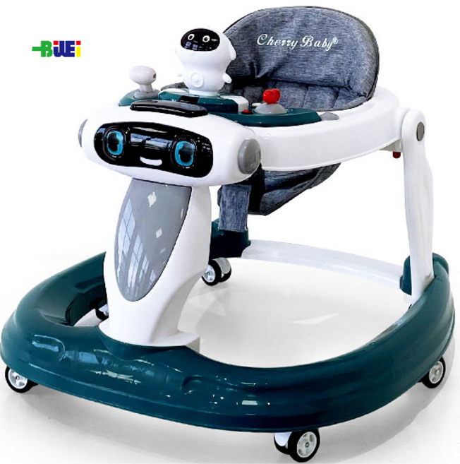 BW 다기능 베이비 접이식 워커 아기 보행기 음악 및 깜박이 조명 높이 조절 가능, 1개