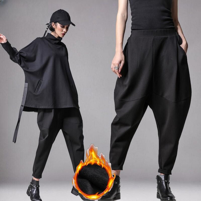 여성바지 배기바지 똥싼바지 여성 슬림 기모 핀턱 밴딩 배기 통바지 2컬러 여름