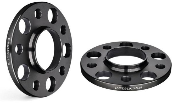 이블 에너지 5x120 휠 스페이서 20mm BMW 호환 5x120mm 허브센트릭 립 5 러그 72.56mm 허브 보어 M12x1.5 스터드 블랙 2pcs용 휠 스페이서 장착, 12 mm
