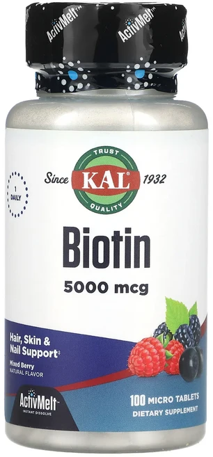 새해 첫좋은선물 KAL 비오틴 혼합 베리 5000mcg 마이크로 정제 100정 제대로 할인합니다, KAL비오틴혼합베리5000mcg마이크로정제100정, 1개 - 쿠팡