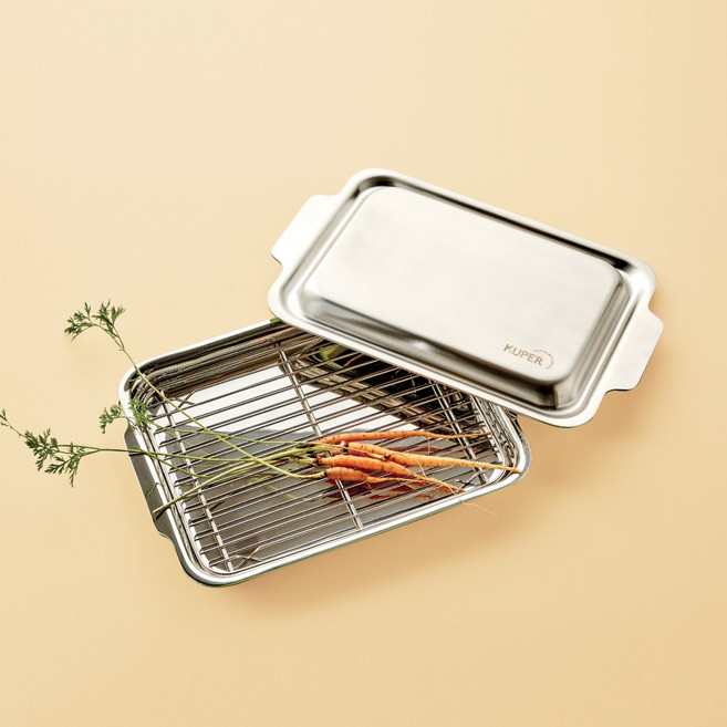 쿠퍼 요리조리 더블팬 통5중 스텐팬 사각 스텐팬(+사각손잡이 증정), 1개, 32cm