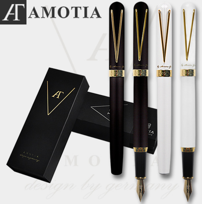 아모티아 발루아 매트 모노블랙&모노화이트 만년필 EF촉 무료 이니셜 각인 무료 전용케이스 및 쇼핑백 가죽파우치 카트리지 증정 당일발송, 모노블랙, EF