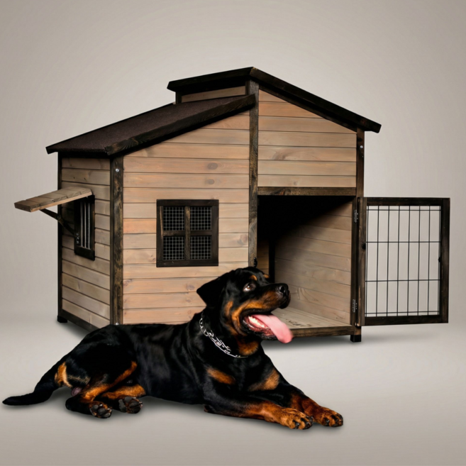 원목 야외 대형견집 (디자인3), 1개