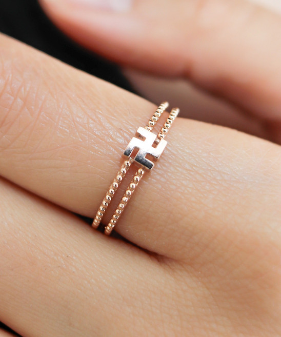 불교 만자 절 볼 두 줄 반지 데일리 우정 14K 18K