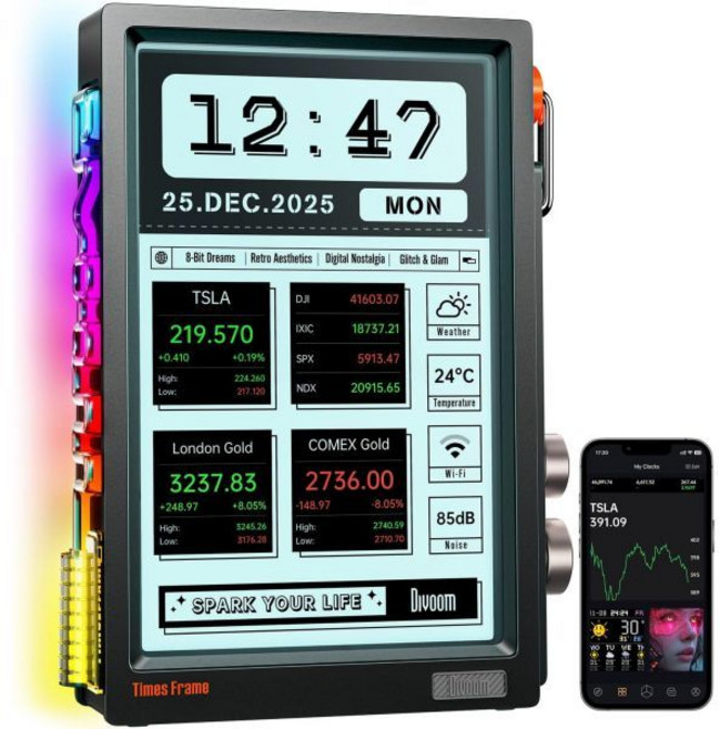 Divoom TimesFrame 10.1인치 디지털 액자 스마트 모니터 디스플레이 WiFi6 64GB 사진 영상 전송 AI 스타일 라이브 위젯, Divoom TimesFrame 10.1인치 디지털 액