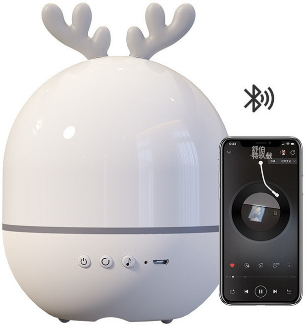 DIU 新款萌兔星空檯燈投影燈八音盒兒童旋轉臥室夢幻小夜燈禮物, 181小鹿藍牙款:1W