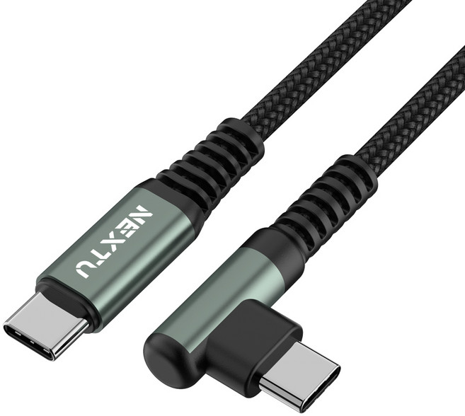 넥스트유 USB C타입-C타입 90도 꺾임형 초고속 충전케이블 NEXT-CCEL7126-100W, 1.2m, 블랙, 1개