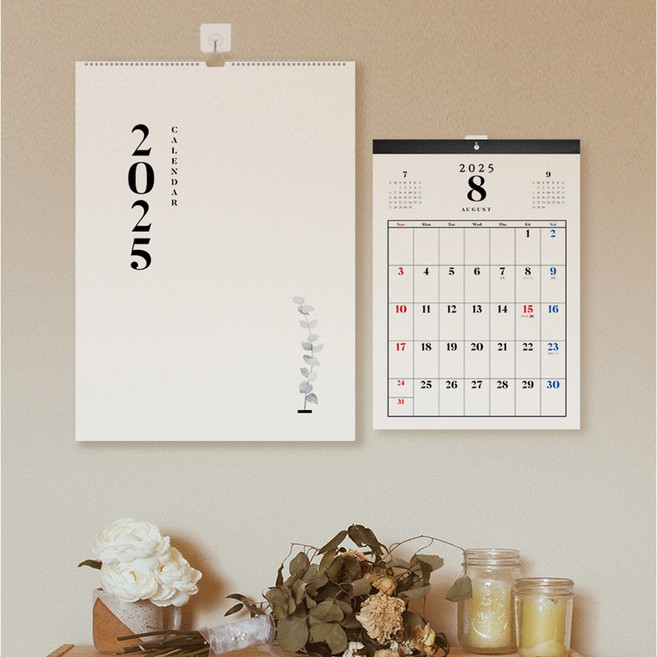 보아스넷 2025 2026 벽걸이 달력 대형 캘린더 감성 인테리어 메모 디자인, 2026 라지, 1개, 스프링