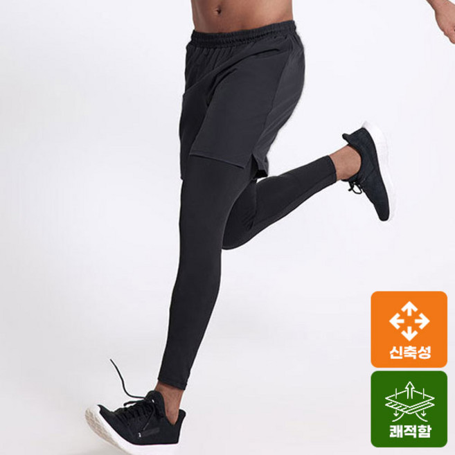 텐제로 남성 러닝패션 9부 반바지 레깅스 조깅팬츠 트레이닝바지 헬스 자전거