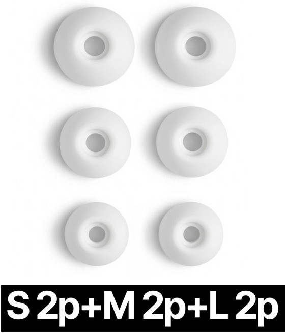 제롯 버즈2프로 이어팁 버즈 이어폰 고무캡 S+M+L, 6개, 화이트