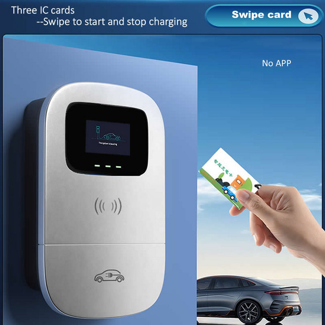 JIGU 전기 자동차 GBT 스테이션 월박스 380V EV 16A 케이블 10 m 11KW, 03 Swipe card