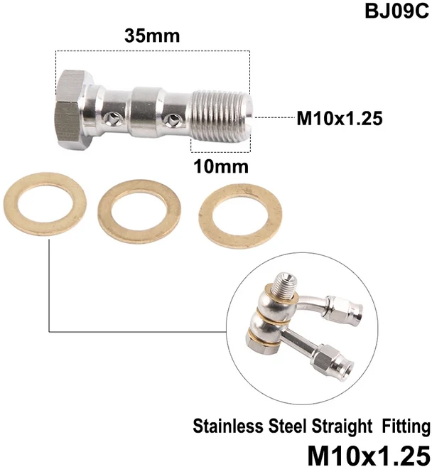 M10x1 AN3 오토바이 모터 자전거 유압 브레이크 오일 호스 라인 밴조 피팅 스테인레스
