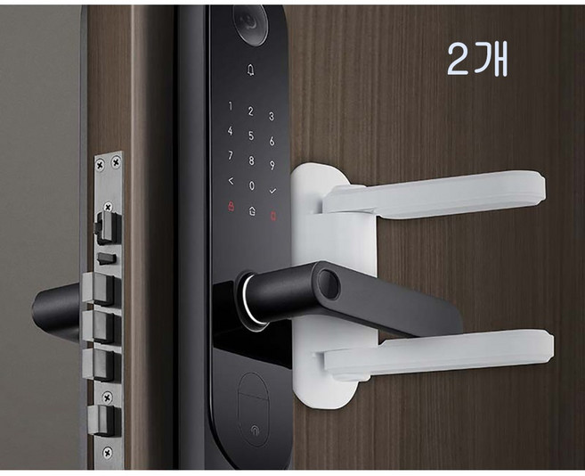 FATTYS 문 도어락 손잡이 안전고리 잠금장치, 화이트, 2개