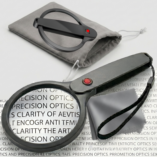 접이식 휴대용 경량 돋보기 10배 30배 듀얼 확대경, 1세트, 블랙 접이식 듀얼렌즈