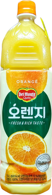 오렌지주스100 (델몬트 1.5L) 베이커리 칵테일용 신선한향 테이크아웃용 다이닝, 1개, 1.5L