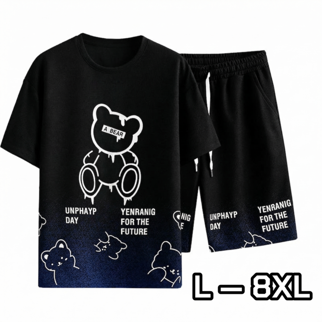 반팔티 반바지 오버핏 트레이닝 운동복 상하세트 빅사이즈남성의류 베이잉