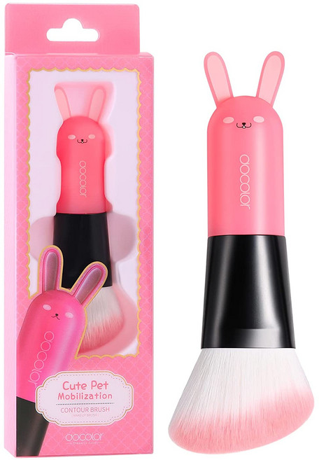 Docolor 블러셔 브러시 파운데이션 브러시 윤곽 브러시 대형 브러시 부채꼴 브러시 고급 합성 헤어 브러시 얼굴 가부키 커버 미네랄 광택 테이퍼 브러시, 1개, DO-C02