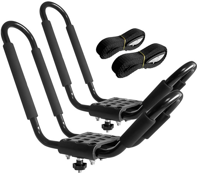 HIGHRAZON 카약 트럭용 SUV 루프 2쌍 포함 J-BAR 및 카누 4개 랙 랙, 1쌍