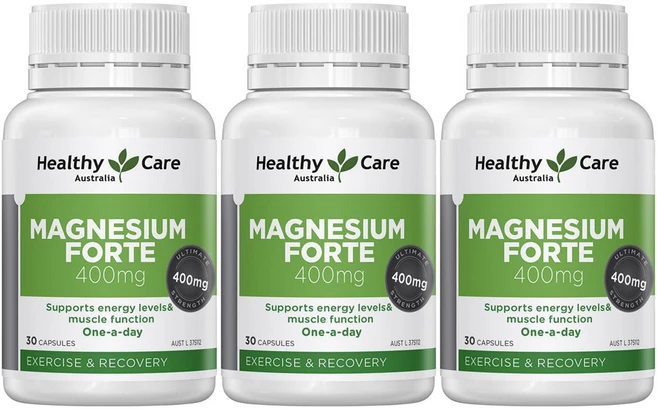 호주산 명품 Healthy Care 헬씨케어 심혈관 근육 신경 마그네슘 포르테 400mg 영양제 3통특가, 3개, 30정 - 쿠팡